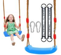 Muyohix Balancoire Exterieur Enfant, Siege Balançoire Enfant Interieur, Balançoire en Plastique avec 2 Corde et 2 Mousquetons, Siège de Balançoire pour Aires de Jeux, Hauteur Réglable (Bleu)