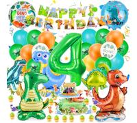 Muyohix Decoration Anniversaire Dinosaure 4 Ans, 42 Pièces Décoration Anniversaire Garcon, Géant Ballons Dinosaure avec Happy Birthday Bannière pour Dinosaur Garçon Anniversaires Fête
