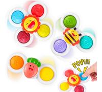 Muyohix Jouets à Ventouse pour Bébé, 3 Pièces Spinner Bébé Ventouse, Jouets de Bain Bebe, Jouet de Douche, sans BPA, Jouet d'éveil et Sensoriels Éducatifs pour 10 Mois et Plus