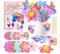 Muyohix Kit de Bricolage Pour Enfants 4 5 6 7 8 9 Ans, Kits de Bricolage à Fleurs, Bouquet De Fleurs Avec Paillettes, Activite Manuelle Kit Loisirs Creatif Cadeau pour Filles de 4 à 10 Ans (NO Vase)