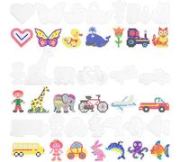 Muyohix Lot de 20 plaques de perles à repasser en plastique de 5 mm - Pochoirs transparents pour perles à repasser - Avec 20 cartes colorées - Cadeau pour enfants garçons et filles