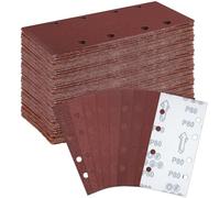 Muyohix Papier de verre pour ponceuse, 56 pièces, papier abrasif, 93 x 185 mm, grain 40/60/80/120/180/240/320/400, 8 trous, pour bois, métal, plastique et mur