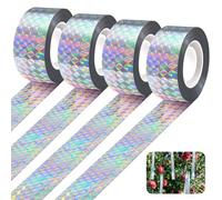 Muyohix Ruban Repulsif Oiseaux Exterieur, 4 Rouleaux Ruban Effaroucheur Oiseaux Anti Pigeon 80m x 2.4cm Double Face, pour Anti Pigeon pour Balcon, Corbeau, pour Jardin, Verger