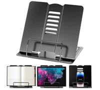 Muyohix Support de Livre en Métal, Support de Livre de Cuisine Pliable, 6 Hauteurs Réglable Support de Livre, Lutrin de Lecture, Support de Lecture Métal pour Livres Recette Manuel Partitions