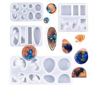 MUYULIN ZH15 Lot de 4 moules en silicone sur le thème de l'océan pour pendentif, collier, porte-clés et artisanat en résine