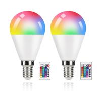 muyuua Lampe LED RGB Ampoule E27 à Intensité Variable : Pack de 4 Ampoules Blanc Chaud 4W 3000K Ampoule avec Télécommande Changement de couleur pour Party Bar KTV (2, E14)