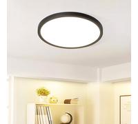 muyuua plafonnier LED salle de bain - lampe de salle de bain plate 15W lampe de salle de bain ronde 18CM noir protection des yeux lampe de couloir plafond IP44