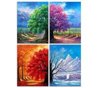 Muzagroo 4er Pack 5D Diamond Painting Kits für Erwachsene DIY Drill Diamond Art Kits 4 Jahreszeiten Wandkunst für Wohnzimmer Diamanten Kunst und Handwerk nach Zahlen für Anfänger