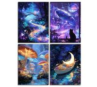 Muzagroo Art Dream World Kit de peinture diamant 5D pour adultes, loisirs créatifs débutants, kit de peinture diamant à pois, 30,5 x 40,6 cm, 4 pièces (monde de rêve)