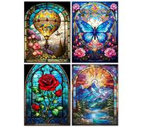 Muzagroo Art Kit de peinture diamant 5D à faire soi-même pour adultes - Kit d'art diamant 5D adapté aux débutants - 4 pièces d'art mural - Convient pour le salon et la chambre à coucher