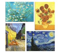 Muzagroo Art Van Gogh Diamant-Malerei-Set für Erwachsene, DIY 5D-Diamant-Kunst-Sets für Anfänger, Sternennachtkunst und Sonnenblumen-Handwerk, Diamantkunst für Wohnzimmer, Kinderzimmer, 4 Stück
