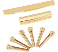 MuzcYM 6pcs goupilles de pont de guitare en laiton doré avec jeu d'écrous de selle de pont de guitare pour pièces de rechange de guitare acoustique 6 cordes