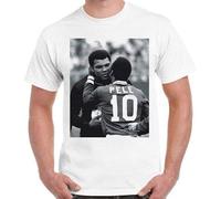 MUZIKTINGER Pele Pays Tribute Hero Muhammed Ali Clay Vintage Cool Retro T Shirt White M