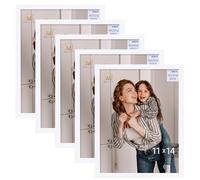 Muzilife Lot de 5 cadres photo blancs de 27,9 x 35,6 cm, pour affichage mural ou de table, en plastique résistant avec plexiglas transparent, pour affichage vertical ou horizontal