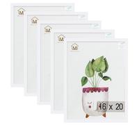 Muzilife Lot de 5 cadres photo blancs de 40,6 x 50,8 cm, pour affichage mural ou de table, en plastique résistant avec plexiglas transparent, pour affichage vertical ou horizontal