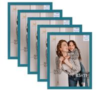 Muzilife Lot de 5 cadres photo de 21,6 x 27,9 cm, bleu sarcelle, à poser au mur ou à poser sur une table, en plastique résistant avec plexiglas transparent pour affichage vertical ou horizontal