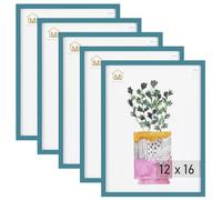 Muzilife Lot de 5 cadres photo de 30,5 x 40,6 cm, bleu sarcelle, à poser au mur ou à poser sur une table, en plastique résistant avec plexiglas transparent pour affichage vertical ou horizontal