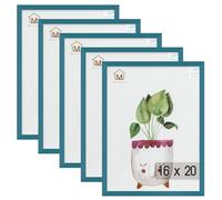 Muzilife Lot de 5 cadres photo de 40,6 x 50,8 cm, bleu sarcelle, à poser au mur ou à poser sur une table, en plastique résistant avec plexiglas transparent pour affichage vertical ou horizontal