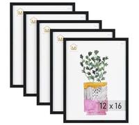 Muzilife Lot de 5 cadres photo noirs de 30,5 x 40,6 cm, pour affichage mural ou de table, en plastique résistant avec plexiglas transparent pour affichage vertical ou horizontal