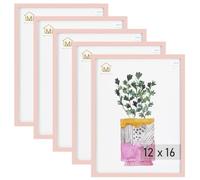 Muzilife Lot de 5 cadres photo roses de 30,5 x 40,6 cm, pour affichage mural ou de table, en plastique résistant avec plexiglas transparent pour affichage vertical ou horizontal