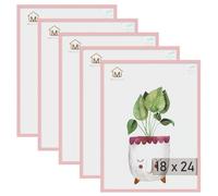 Muzilife Lot de 5 cadres photo roses de 45,7 x 61 cm, pour affichage mural ou de table, en plastique résistant avec plexiglas transparent pour affichage vertical ou horizontal