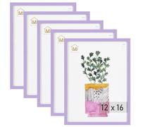Muzilife Lot de 5 cadres photo violets de 30,5 x 40,6 cm, pour affichage mural ou de table, en plastique résistant avec plexiglas transparent, pour affichage vertical ou horizontal