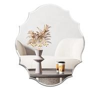 Muzilife Miroir Mural Ovale sans Cadre 55,9 x 71,1 cm, festonné biseauté, Argent, Verre de 5 mm d'épaisseur, Fond en MDF, Parfait pour Salle de Bain, Chambre, Salon ou entrée