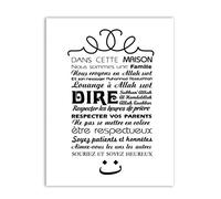 Muzimuzili Version Française Règles De La Maison Islamique Art Mural Impressions sur Toile Décor À La Maison, Allah Islam Coran Imprime Photo Murale Affiche d'art À La Maison-40X50Cm sans Cadre