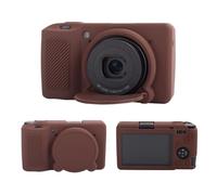 MUZIRI KINOKOO Coque en silicone compatible avec appareil photo Ricoh GR III/GR IIIx, caoutchouc souple et léger GR III/GR IIIX /GR3 - Accessoires avec couvercle d'objectif amovible, café, Étui pour