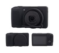 MUZIRI KINOKOO Coque en silicone compatible Ricoh GR III/GR IIIx - Caoutchouc souple et léger, couvercle d'objectif amovible - Noir