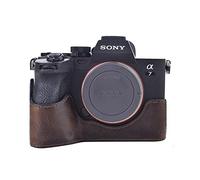 MUZIRI KINOKOO Demi-étui en cuir véritable pour appareil photo numérique Sony A7R V/A7 IV - Demi-étui en cuir véritable pour Sony Alpha 7R V/A7R5/A7M4/ILCE-7M4/ILCE-7RM5 avec compartiment à piles et