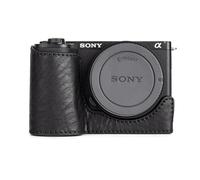 MUZIRI KINOKOO Étui de protection pour Sony ZV-E10 II, cuir véritable texturé vintage, demi-étui compatible avec appareil photo Sony Alpha ZVE10 II/ZV-E10 II, avec ouverture en bas et vis filetée 6,35