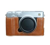 MUZIRI KINOKOO Fuji XE5 - Étui de protection en cuir PU compatible avec appareil photo numérique sans miroir Fuji XE5/X-E5 - Demi-étui avec compartiment à piles et poignée, marron, étui pour appareil