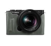 MUZIRI KINOKOO Housse Compatible avec Panasonic Lumix DC-S9 Appareil Photo, Demi-étui de Protection en Cuir véritable pour Appareil Photo Hybride Lumix S9 - avec Ouverture en Bas et poignée - Vert