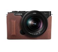 MUZIRI KINOKOO Housse Compatible avec Panasonic Lumix DC-S9 Appareil Photo, Demi-étui de Protection en Cuir véritable pour Appareil Photo Hybride Lumix S9 - avec Ouverture en Bas et poignée - Marron