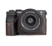 MUZIRI KINOKOO Housse de Protection pour Sony A7C II/A7CM2/A7CR, Étui en Cuir véritable pour Alpha 7C II/Alpha 7C Mark II/Alpha 7CR, avec poignée et Conception inférieure d'ouverture - Café