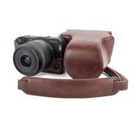 MUZIRI KINOKOO Housse pour Canon EOS R50 V Appareil Photo, Protection en Cuir PU pour EOS R50 V/R50V avec Objectif RF-S14-30 mm, étui de Transport Amovible avec bandoulière réglable - Café