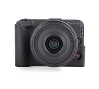 MUZIRI KINOKOO Housse pour Canon EOS R50 V Appareil Photo, Style rétro en Cuir véritable de qualité supérieure, Demi-étui de Protection avec Ouverture en Bas et poignée - Noir
