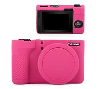 MUZIRI KINOKOO Housse pour Canon Powershot V1 Appareil Photo - Étui en Protection de Silicone Souple avec Cache d'objectif Amovible pour Canon Vlog V1 - Étui Fin et Anti-Rayures - Rose Rouge