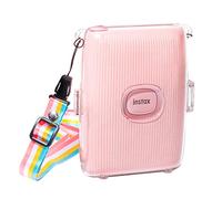 MUZIRI KINOKOO Mini Link 2 Coque transparente compatible avec imprimante photo Fuji Instax Link 2 - Coque de protection rigide en PVC avec bandoulière arc-en-ciel - Transparent
