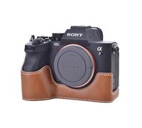 MUZIRI KINOKOO Sony A7R V/A7 IV Étui en cuir PU compatible avec les appareils photo numériques Sony Alpha 7R V/A7M4/A7R5/ILCE-7M4/ILCE-7RM5 avec compartiment à piles et poignée, marron, rétro