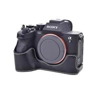 MUZIRI KINOKOO Sony A7R V/A7 IV Étui en cuir PU compatible avec les appareils photo numériques Sony Alpha 7R V/A7M4/A7R5/ILCE-7M4/ILCE-7RM5 avec compartiment à piles et poignée, Noir , rétro