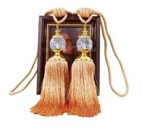 MUZIT Embrasses de Rideaux, embrasses en Corde for, lot 2, Style rétro, avec Pompons Faux Cristal et Franges, for la décoration Vos voilages(Orange)