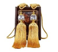 MUZIT Embrasses de Rideaux, embrasses en Corde for, lot 2, Style rétro, avec Pompons Faux Cristal et Franges, for la décoration Vos voilages(Yellow)