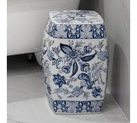 MUZIT Garden Stool,Ceramic Decorative Stool, Chinese-Style Drum Glazed Hand-Painted Outdoor Seating Furniture, Sitting Dressing Side Table(Square)
