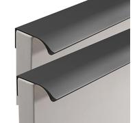 MUZIT Poignée de porte dissimulée, bouton invisible en aluminium, poignée coulissante for meubles, poignées placard cuisine dissimulées, noir 2 pièces(Hole spacing192mm)