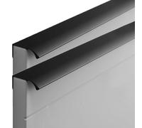 MUZIT Poignée de porte dissimulée, bouton invisible en aluminium spatial, poignée coulissante for meubles, poignées placard cuisine dissimulées, noir 2 pièces(Round Corner,Length 250mm)
