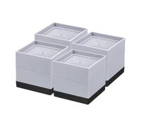 MUZIT Rehausseur de Meubles, 4 rehausseurs lit, Bloc Levage carré Robuste empilable jusqu'à 1,9 Pouces, en Plastique for Bureau, Chaise(Gray,3.31" x 3.31" x 3.2")