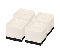 MUZIT Rehausseur de Meubles, 4 rehausseurs lit, Bloc Levage carré Robuste empilable jusqu'à 2" et 3, en Plastique for Bureau, Chaise, Table, Pieds canapé(Beige,3.31" x 3.3" x 3.2")