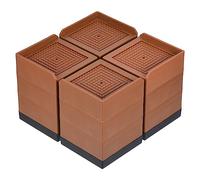 MUZIT Rehausseur de Meubles, rehausseurs 4,3 Pouces, pièces lit carrés Bloc Levage canapé réglable for rallonge for Bureau(Brown,3" x 3" x 4.3")